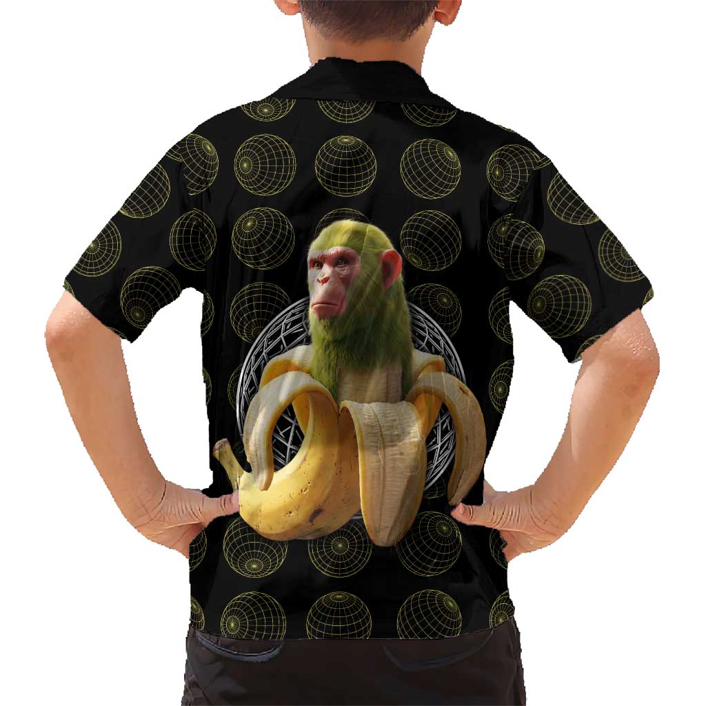 Chimpanzi Bananini Primate Hawaiian Shirt with 3D Wireframe Globe Pattern