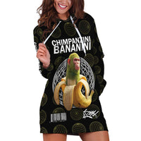 Chimpanzi Bananini Primate Hoodie Dress with 3D Wireframe Globe Pattern
