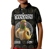 Chimpanzi Bananini Primate Kid Polo Shirt with 3D Wireframe Globe Pattern