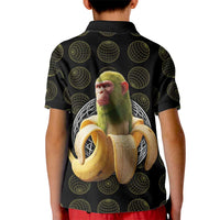 Chimpanzi Bananini Primate Kid Polo Shirt with 3D Wireframe Globe Pattern