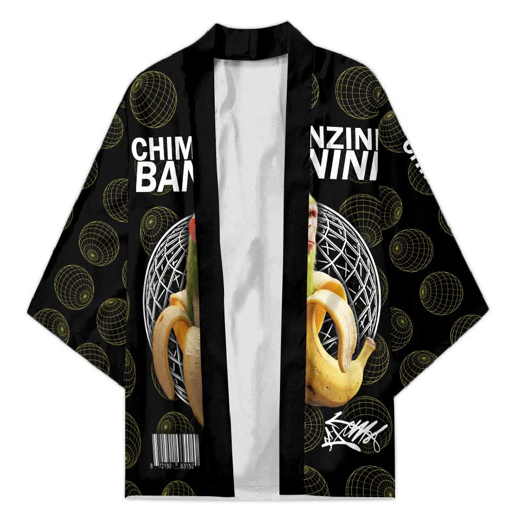 Chimpanzi Bananini Primate Kimono with 3D Wireframe Globe Pattern