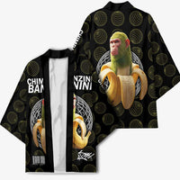 Chimpanzi Bananini Primate Kimono with 3D Wireframe Globe Pattern