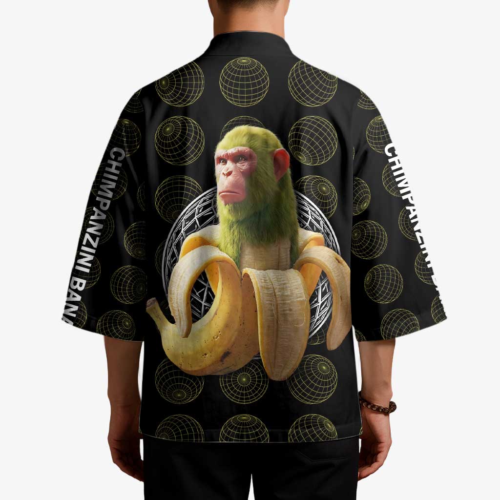 Chimpanzi Bananini Primate Kimono with 3D Wireframe Globe Pattern