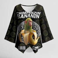 Chimpanzi Bananini Primate Kimono Sleeve Blouse with 3D Wireframe Globe Pattern