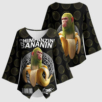 Chimpanzi Bananini Primate Kimono Sleeve Blouse with 3D Wireframe Globe Pattern