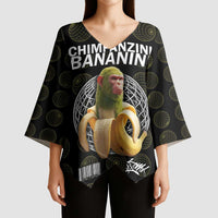 Chimpanzi Bananini Primate Kimono Sleeve Blouse with 3D Wireframe Globe Pattern