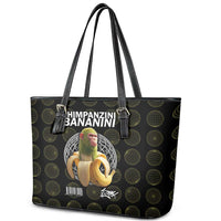 Chimpanzi Bananini Primate Leather Tote Bag with 3D Wireframe Globe Pattern