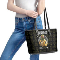 Chimpanzi Bananini Primate Leather Tote Bag with 3D Wireframe Globe Pattern