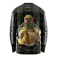 Chimpanzi Bananini Primate Long Sleeve Shirt with 3D Wireframe Globe Pattern