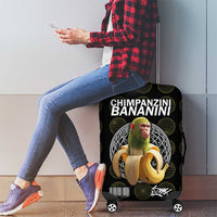 Chimpanzi Bananini Primate Luggage Cover with 3D Wireframe Globe Pattern