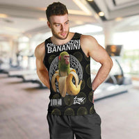 Chimpanzi Bananini Primate Men Tank Top with 3D Wireframe Globe Pattern
