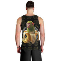 Chimpanzi Bananini Primate Men Tank Top with 3D Wireframe Globe Pattern