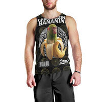 Chimpanzi Bananini Primate Men Tank Top with 3D Wireframe Globe Pattern
