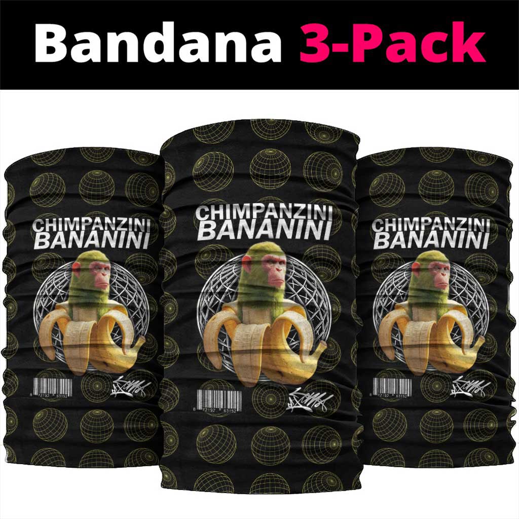 Chimpanzi Bananini Primate Neck Gaiter with 3D Wireframe Globe Pattern