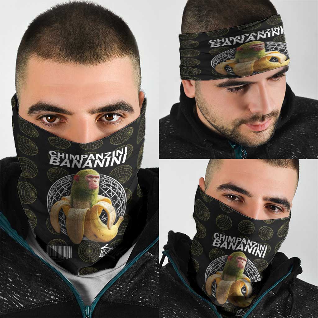 Chimpanzi Bananini Primate Neck Gaiter with 3D Wireframe Globe Pattern