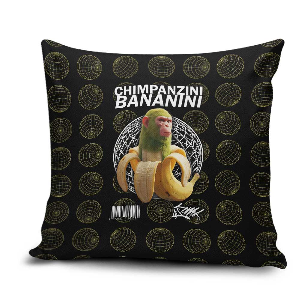 Chimpanzi Bananini Primate Pillow Cover with 3D Wireframe Globe Pattern