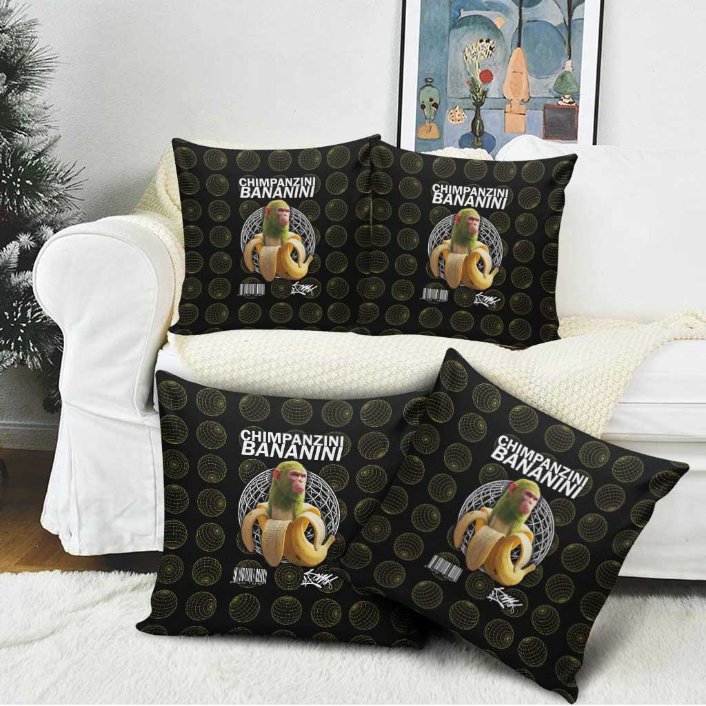 Chimpanzi Bananini Primate Pillow Cover with 3D Wireframe Globe Pattern