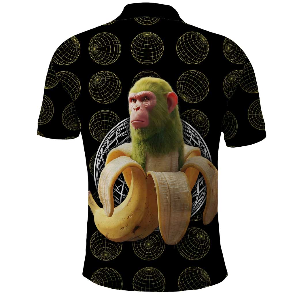 Chimpanzi Bananini Primate Polo Shirt with 3D Wireframe Globe Pattern