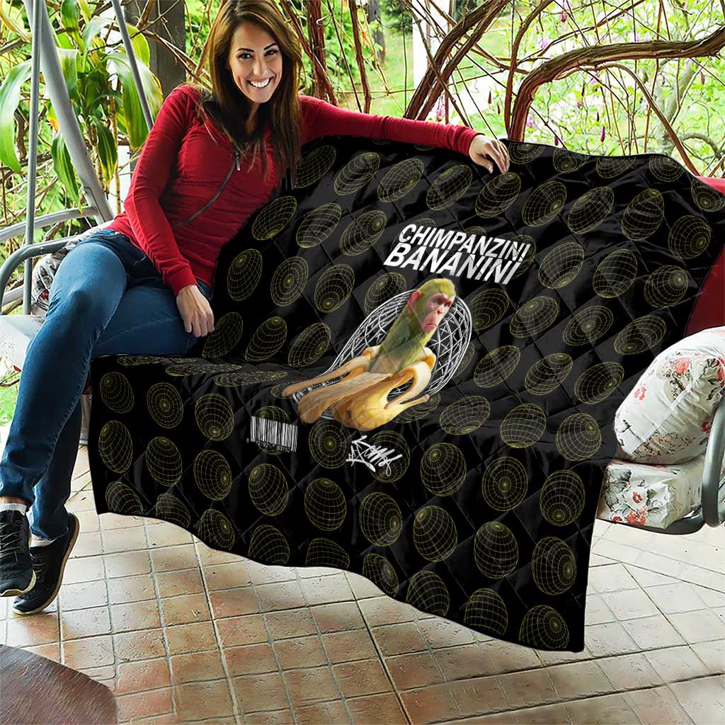Chimpanzi Bananini Primate Quilt with 3D Wireframe Globe Pattern