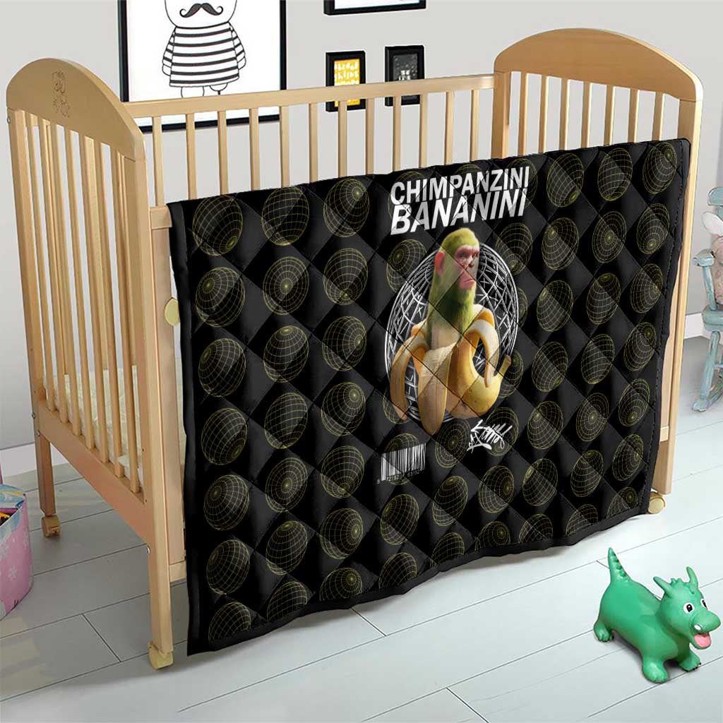 Chimpanzi Bananini Primate Quilt with 3D Wireframe Globe Pattern