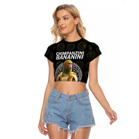 Chimpanzi Bananini Primate Raglan Cropped T Shirt with 3D Wireframe Globe Pattern