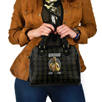 Chimpanzi Bananini Primate Shoulder Handbag with 3D Wireframe Globe Pattern