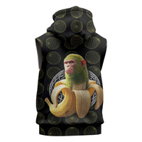 Chimpanzi Bananini Primate Sleeveless Hoodie with 3D Wireframe Globe Pattern