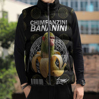 Chimpanzi Bananini Primate Sleeveless Puffer Jacket with 3D Wireframe Globe Pattern