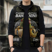 Chimpanzi Bananini Primate Sleeveless Puffer Jacket with 3D Wireframe Globe Pattern