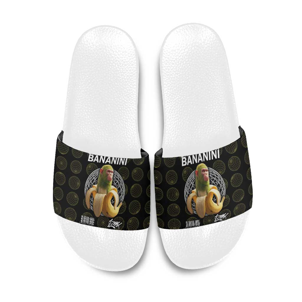 Chimpanzi Bananini Primate Slide Sandals with 3D Wireframe Globe Pattern
