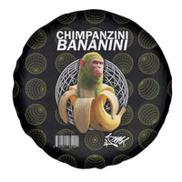 Chimpanzi Bananini Primate Spare Tire Cover with 3D Wireframe Globe Pattern