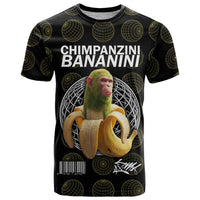 Chimpanzi Bananini Primate T Shirt with 3D Wireframe Globe Pattern