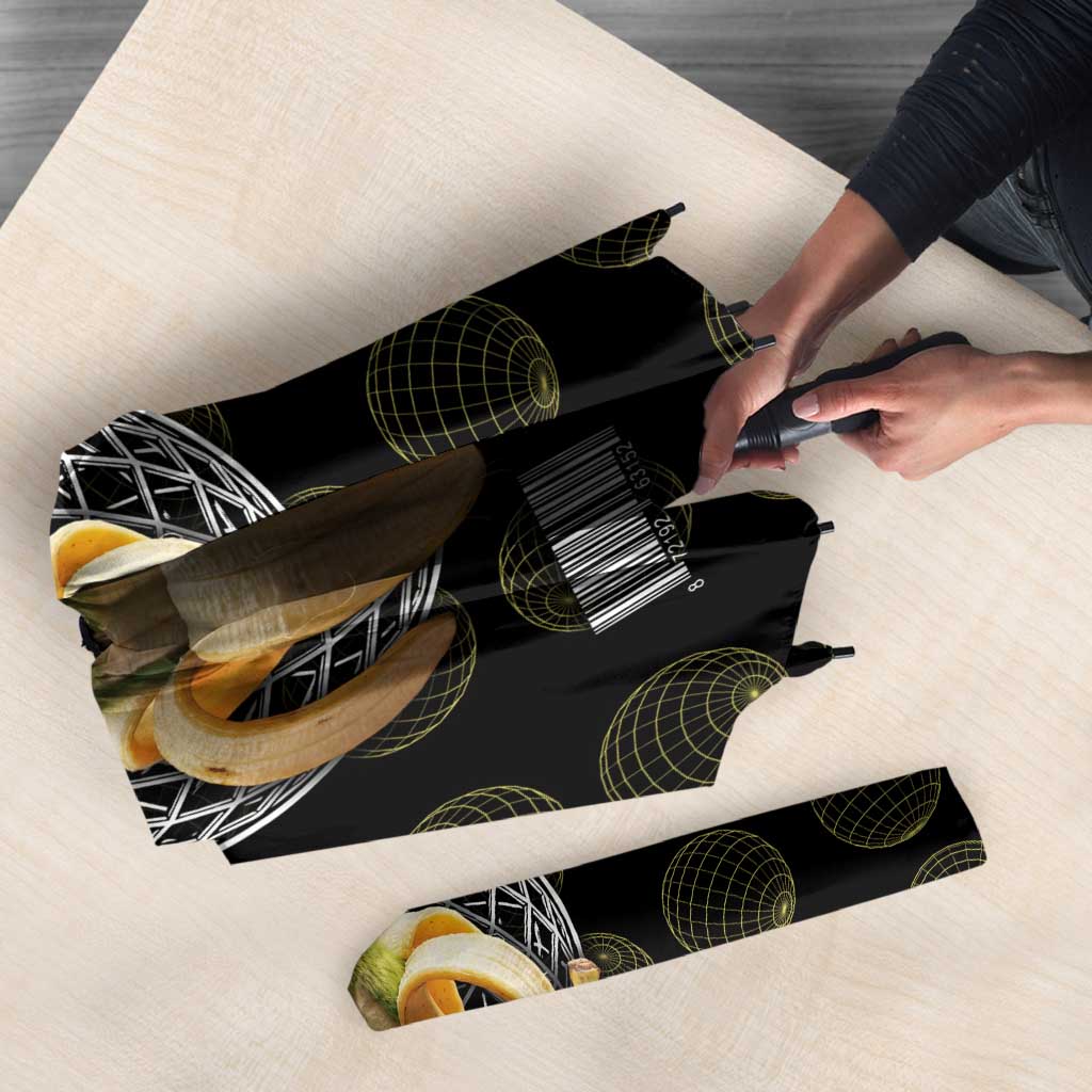 Chimpanzi Bananini Primate Umbrella with 3D Wireframe Globe Pattern