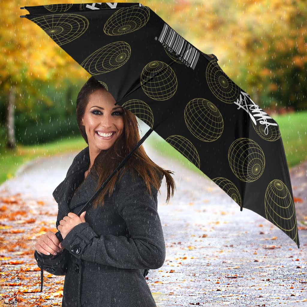 Chimpanzi Bananini Primate Umbrella with 3D Wireframe Globe Pattern