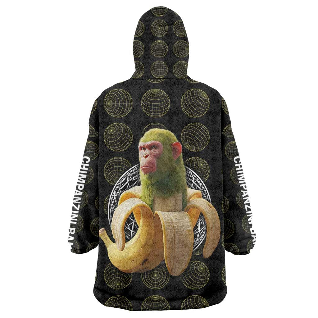 Chimpanzi Bananini Primate Wearable Blanket Hoodie with 3D Wireframe Globe Pattern