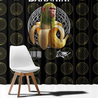 Chimpanzi Bananini Primate Window Curtain with 3D Wireframe Globe Pattern