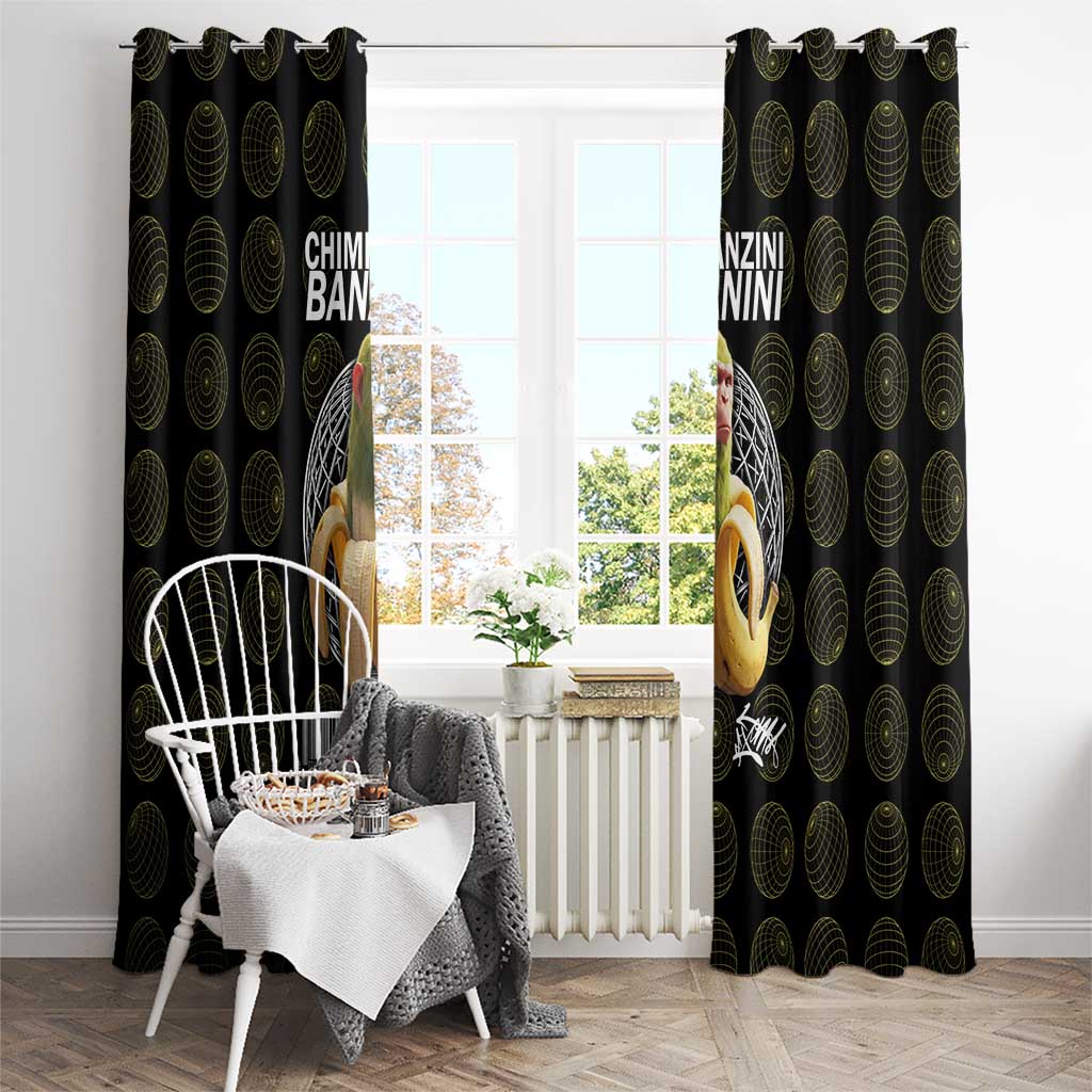 Chimpanzi Bananini Primate Window Curtain with 3D Wireframe Globe Pattern