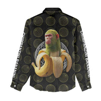 Chimpanzi Bananini Primate Women Casual Shirt with 3D Wireframe Globe Pattern