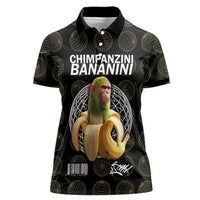 Chimpanzi Bananini Primate Women Polo Shirt with 3D Wireframe Globe Pattern