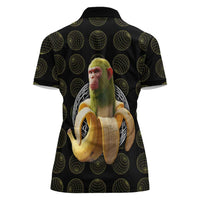 Chimpanzi Bananini Primate Women Polo Shirt with 3D Wireframe Globe Pattern