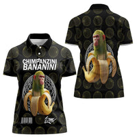 Chimpanzi Bananini Primate Women Polo Shirt with 3D Wireframe Globe Pattern
