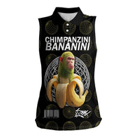 Chimpanzi Bananini Primate Women Sleeveless Polo Shirt with 3D Wireframe Globe Pattern
