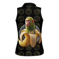 Chimpanzi Bananini Primate Women Sleeveless Polo Shirt with 3D Wireframe Globe Pattern
