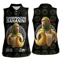 Chimpanzi Bananini Primate Women Sleeveless Polo Shirt with 3D Wireframe Globe Pattern
