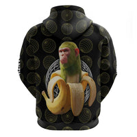 Chimpanzi Bananini Primate Zip Hoodie with 3D Wireframe Globe Pattern
