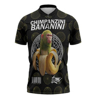 Chimpanzi Bananini Primate Zipper Polo Shirt with 3D Wireframe Globe Pattern