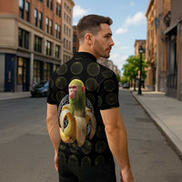 Chimpanzi Bananini Primate Zipper Polo Shirt with 3D Wireframe Globe Pattern