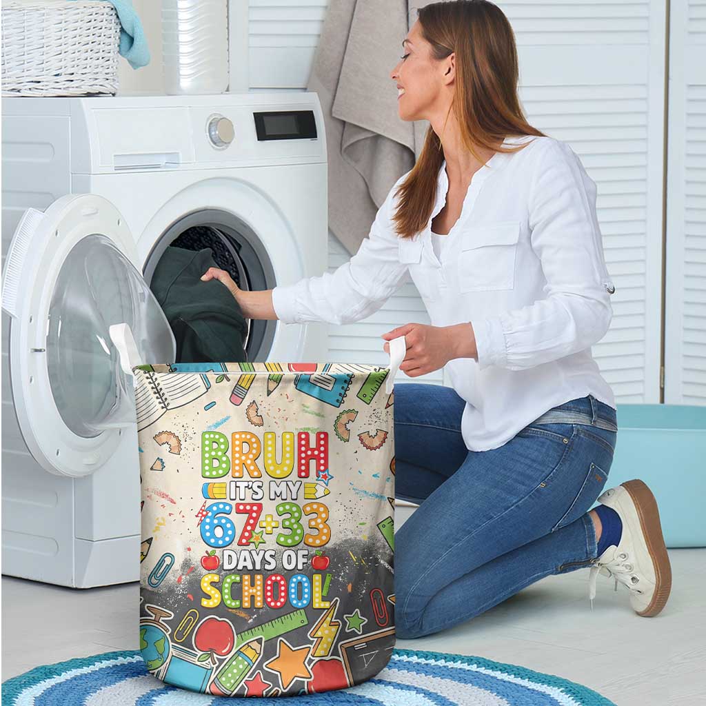 Bruh Its My 67 33 Days of School Laundry Basket Funny Boys Kids 100th Day