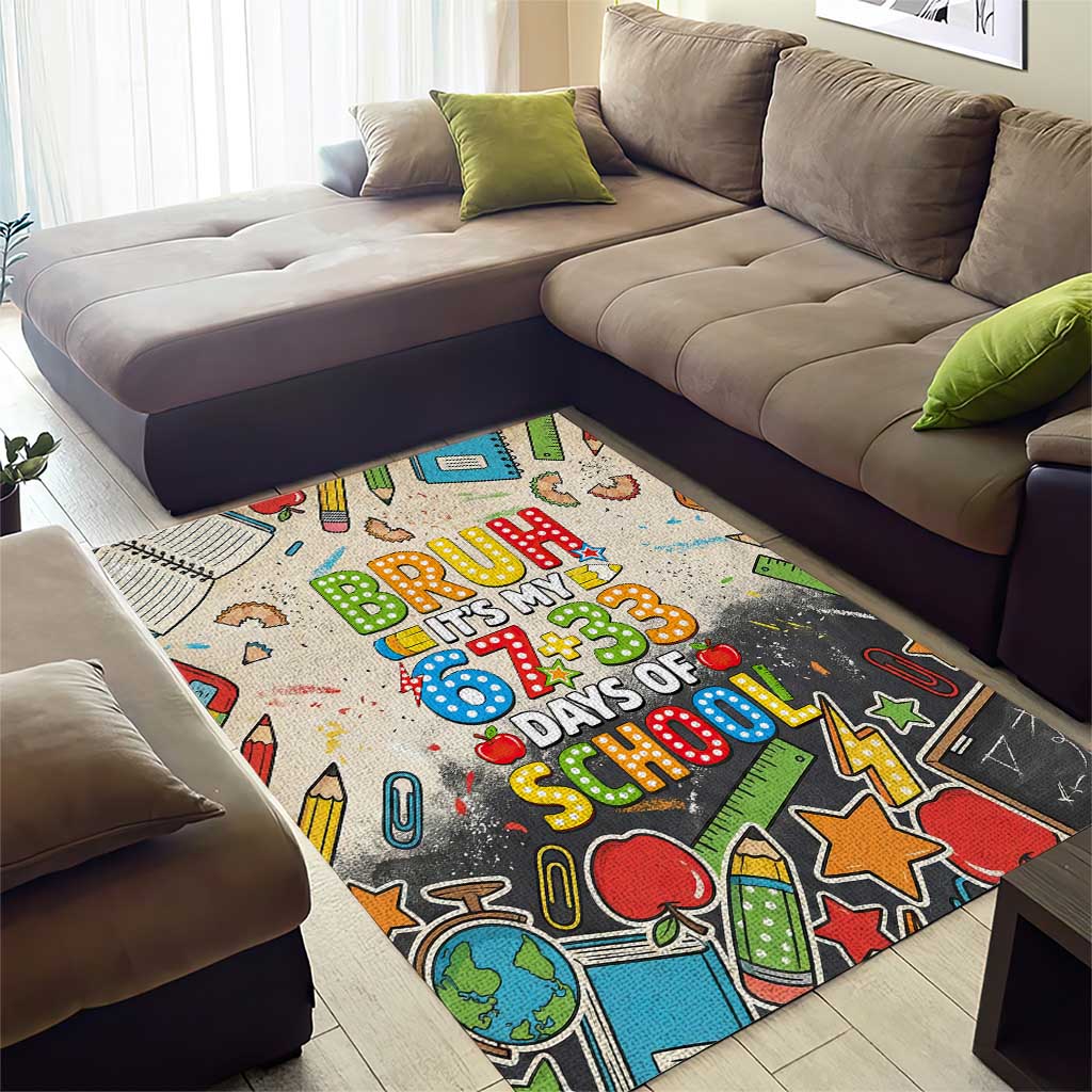 Bruh Its My 67 33 Days of School Area Rug Funny Boys Kids 100th Day