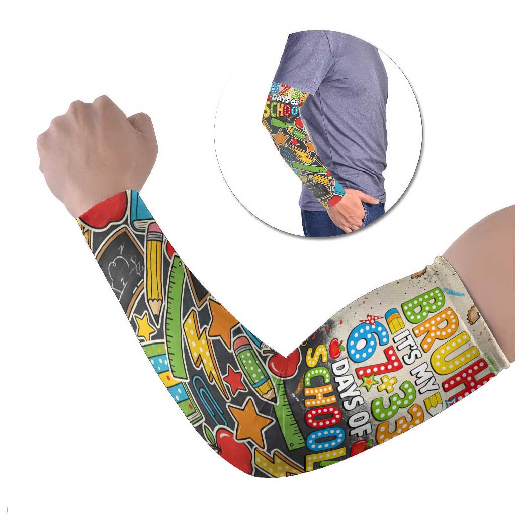 Bruh Its My 67 33 Days of School Arm Sleeves Funny Boys Kids 100th Day